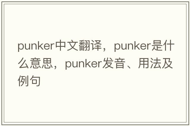 punker中文翻譯，punker是什么意思，punker發(fā)音、用法及例句
