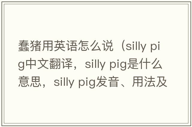 蠢豬用英語(yǔ)怎么說(shuō)（silly pig中文翻譯，silly pig是什么意思，silly pig發(fā)音、用法及例句）