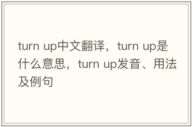 turn up中文翻譯，turn up是什么意思，turn up發(fā)音、用法及例句