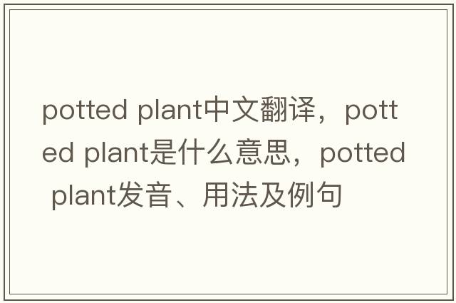 potted plant中文翻譯，potted plant是什么意思，potted plant發(fā)音、用法及例句