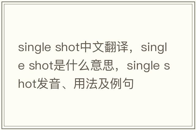 single shot中文翻譯，single shot是什么意思，single shot發(fā)音、用法及例句