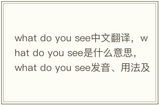 what do you see中文翻譯，what do you see是什么意思，what do you see發(fā)音、用法及例句