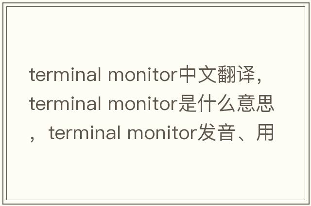 terminal monitor中文翻譯，terminal monitor是什么意思，terminal monitor發(fā)音、用法及例句