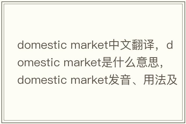 domestic market中文翻譯，domestic market是什么意思，domestic market發(fā)音、用法及例句