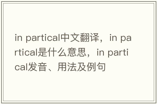 in partical中文翻譯，in partical是什么意思，in partical發(fā)音、用法及例句
