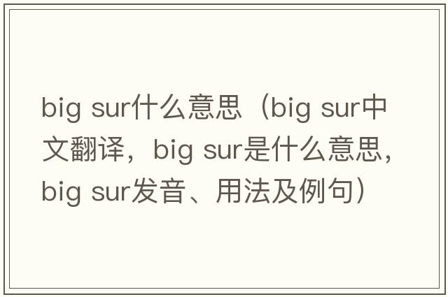 big sur什么意思（big sur中文翻譯，big sur是什么意思，big sur發(fā)音、用法及例句）