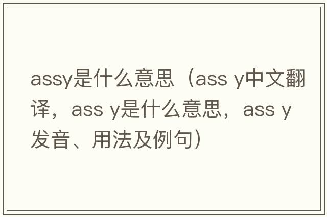 assy是什么意思（ass y中文翻譯，ass y是什么意思，ass y發(fā)音、用法及例句）