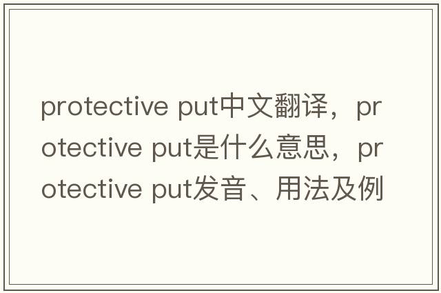 protective put中文翻譯，protective put是什么意思，protective put發(fā)音、用法及例句