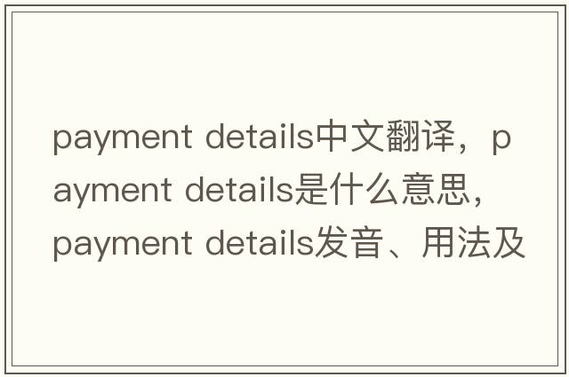 payment details中文翻譯，payment details是什么意思，payment details發(fā)音、用法及例句
