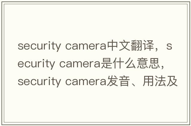 security camera中文翻譯，security camera是什么意思，security camera發(fā)音、用法及例句