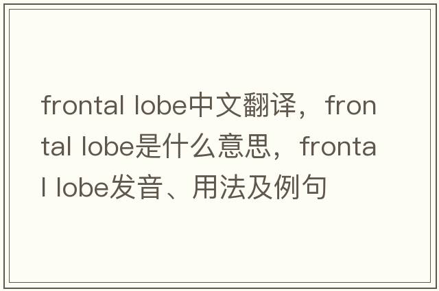frontal lobe中文翻譯，frontal lobe是什么意思，frontal lobe發(fā)音、用法及例句