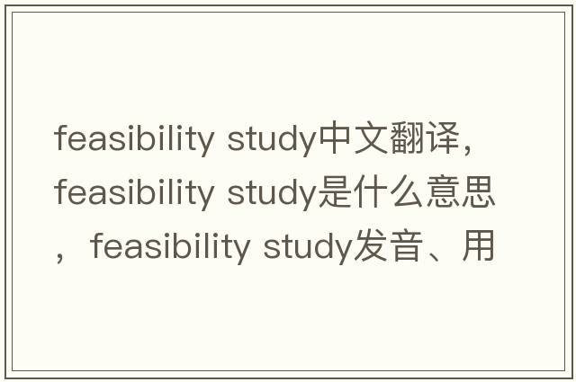 feasibility study中文翻譯，feasibility study是什么意思，feasibility study發(fā)音、用法及例句
