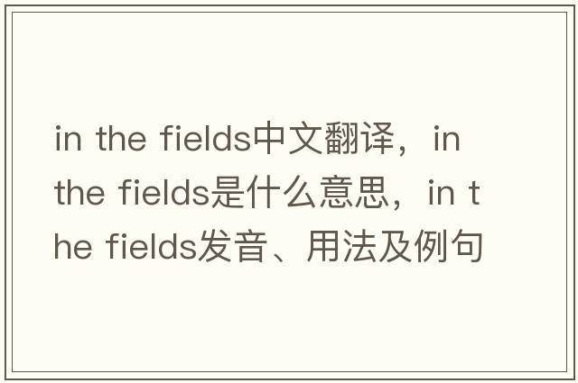in the fields中文翻譯，in the fields是什么意思，in the fields發(fā)音、用法及例句