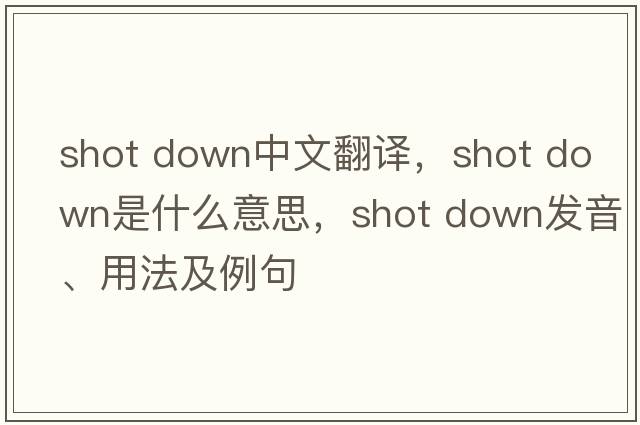 shot down中文翻譯，shot down是什么意思，shot down發(fā)音、用法及例句