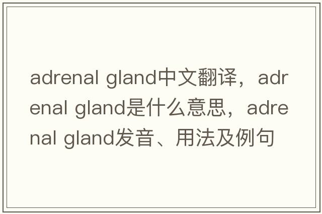 adrenal gland中文翻譯，adrenal gland是什么意思，adrenal gland發(fā)音、用法及例句