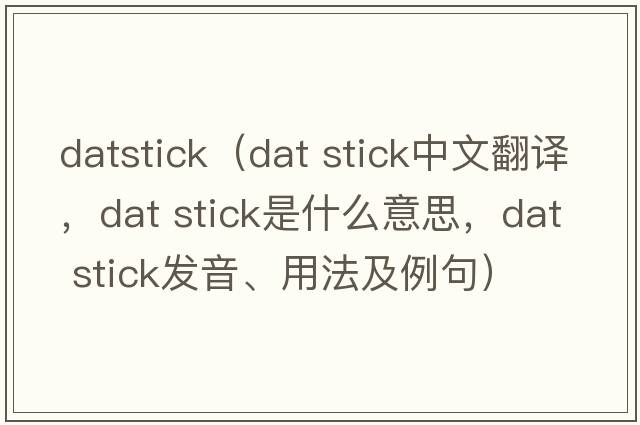 datstick（dat stick中文翻譯，dat stick是什么意思，dat stick發(fā)音、用法及例句）