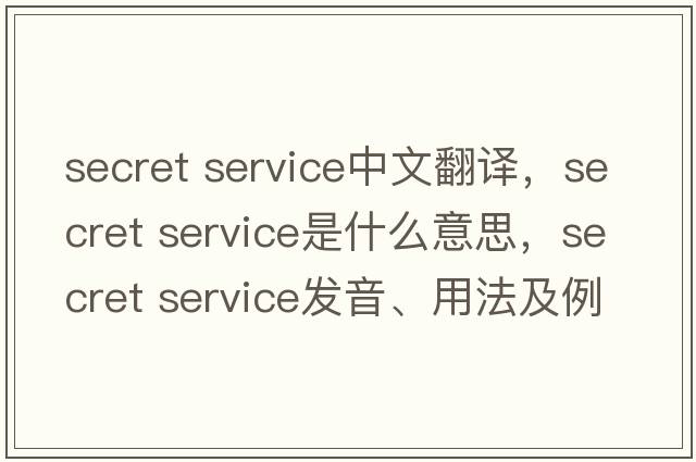 secret service中文翻譯，secret service是什么意思，secret service發(fā)音、用法及例句