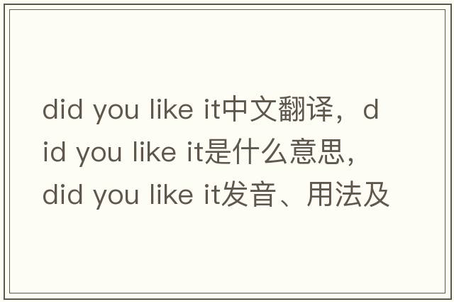 did you like it中文翻譯，did you like it是什么意思，did you like it發(fā)音、用法及例句