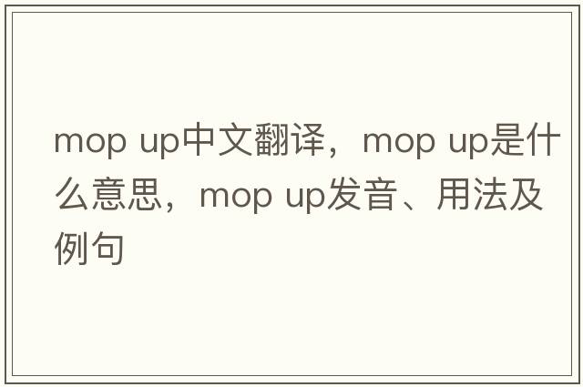 mop up中文翻譯，mop up是什么意思，mop up發(fā)音、用法及例句