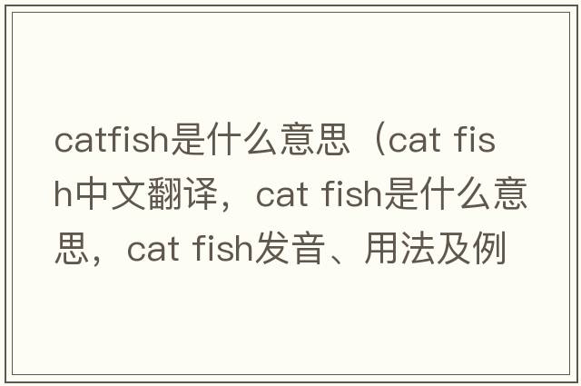 catfish是什么意思（cat fish中文翻譯，cat fish是什么意思，cat fish發(fā)音、用法及例句）