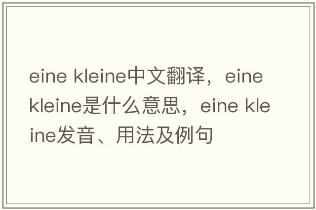 eine kleine中文翻譯，eine kleine是什么意思，eine kleine發(fā)音、用法及例句