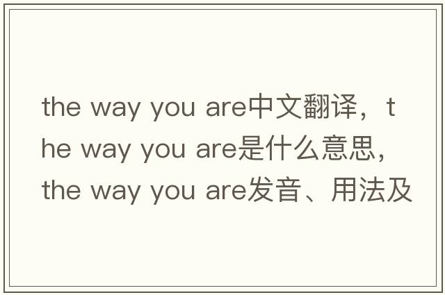 the way you are中文翻譯，the way you are是什么意思，the way you are發(fā)音、用法及例句