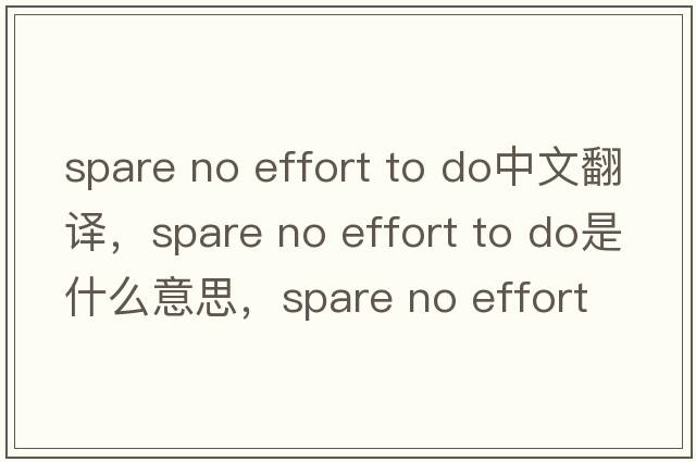spare no effort to do中文翻譯，spare no effort to do是什么意思，spare no effort to do發(fā)音、用法及例句