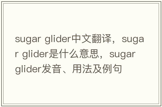 sugar glider中文翻譯，sugar glider是什么意思，sugar glider發(fā)音、用法及例句