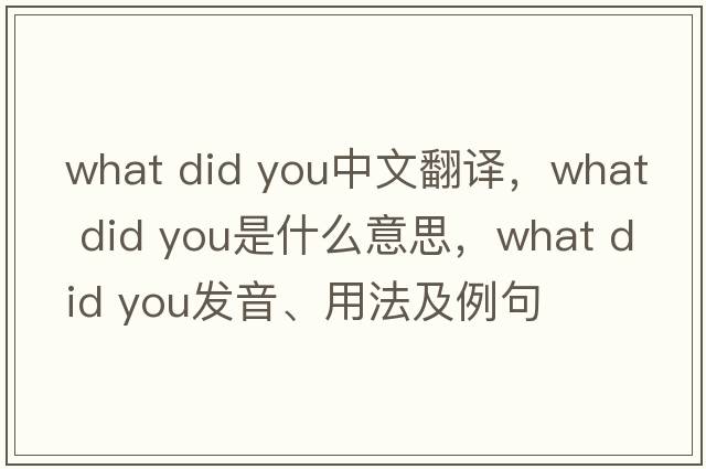 what did you中文翻譯，what did you是什么意思，what did you發(fā)音、用法及例句