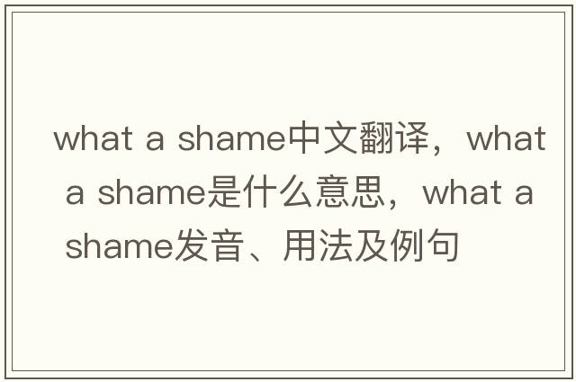 what a shame中文翻譯，what a shame是什么意思，what a shame發(fā)音、用法及例句