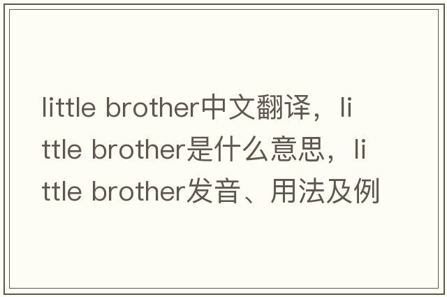 little brother中文翻譯，little brother是什么意思，little brother發(fā)音、用法及例句