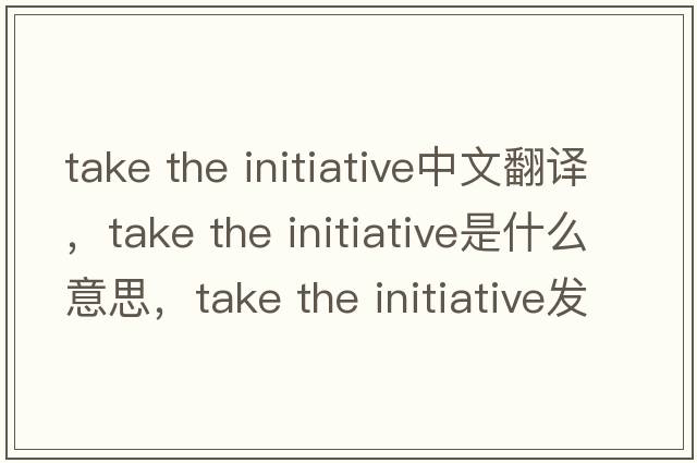 take the initiative中文翻譯，take the initiative是什么意思，take the initiative發(fā)音、用法及例句