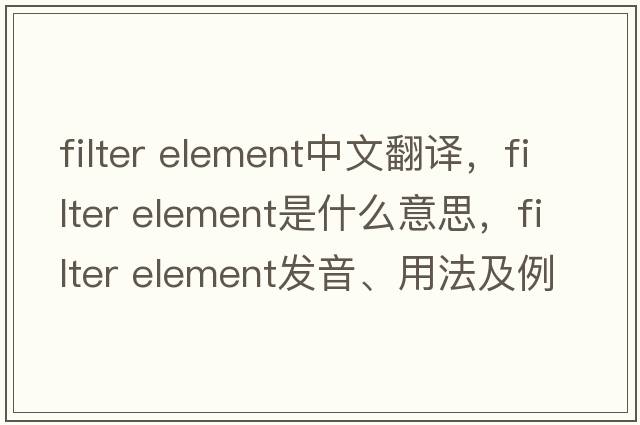 filter element中文翻譯，filter element是什么意思，filter element發(fā)音、用法及例句