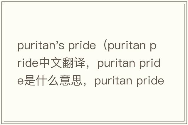 puritan's pride（puritan pride中文翻譯，puritan pride是什么意思，puritan pride發(fā)音、用法及例句）