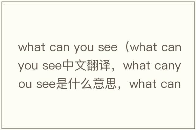 what can you see（what canyou see中文翻譯，what canyou see是什么意思，what canyou see發(fā)音、用法及例句）