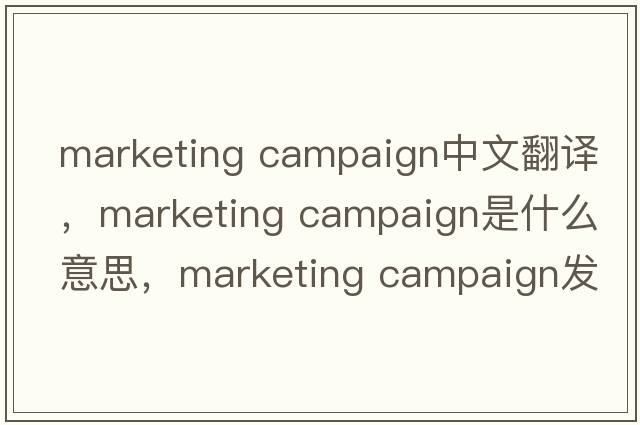 marketing campaign中文翻譯，marketing campaign是什么意思，marketing campaign發(fā)音、用法及例句