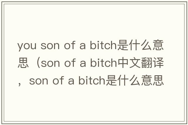 you son of a bitch是什么意思（son of a bitch中文翻譯，son of a bitch是什么意思，son of a bitch發(fā)音、用法及例句）