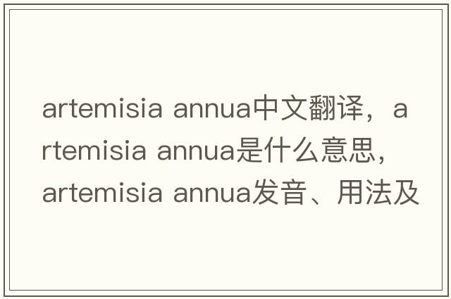 artemisia annua中文翻譯，artemisia annua是什么意思，artemisia annua發(fā)音、用法及例句
