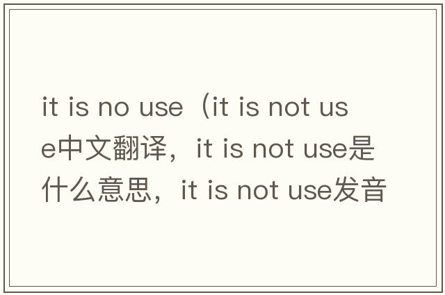 it is no use（it is not use中文翻譯，it is not use是什么意思，it is not use發(fā)音、用法及例句）