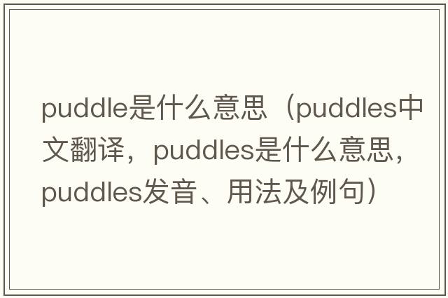 puddle是什么意思（puddles中文翻譯，puddles是什么意思，puddles發(fā)音、用法及例句）