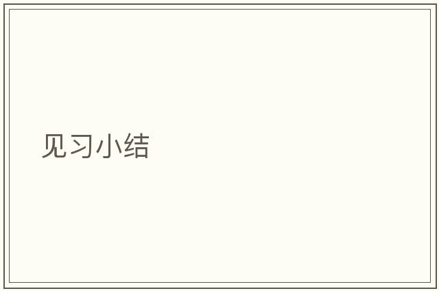 見(jiàn)習(xí)小結(jié)