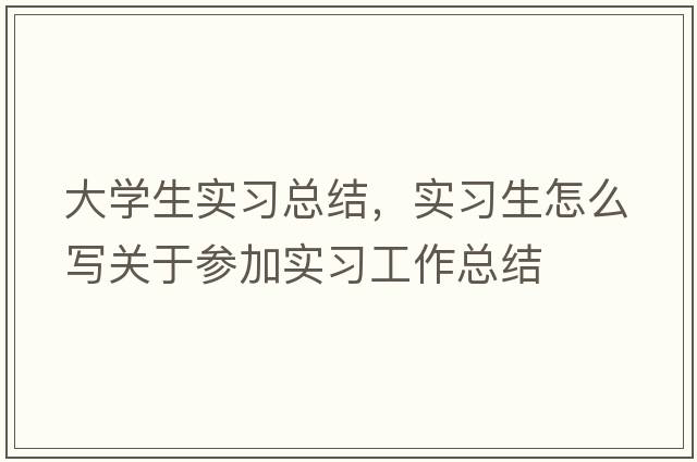 大學生實習總結，實習生怎么寫關于參加實習工作總結