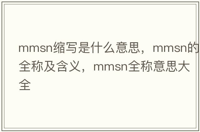 mmsn縮寫是什么意思，mmsn的全稱及含義，mmsn全稱意思大全