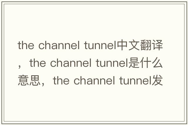 the channel tunnel中文翻譯，the channel tunnel是什么意思，the channel tunnel發(fā)音、用法及例句