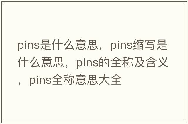 pins是什么意思，pins縮寫是什么意思，pins的全稱及含義，pins全稱意思大全