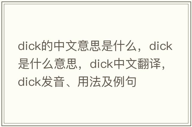 dick的中文意思是什么，dick是什么意思，dick中文翻譯，dick發(fā)音、用法及例句