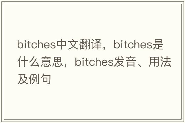 bitches中文翻譯，bitches是什么意思，bitches發(fā)音、用法及例句