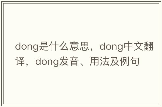 dong是什么意思，dong中文翻譯，dong發(fā)音、用法及例句