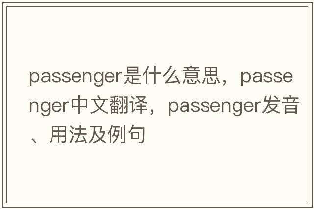 passenger是什么意思，passenger中文翻譯，passenger發(fā)音、用法及例句