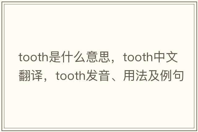 tooth是什么意思，tooth中文翻譯，tooth發(fā)音、用法及例句